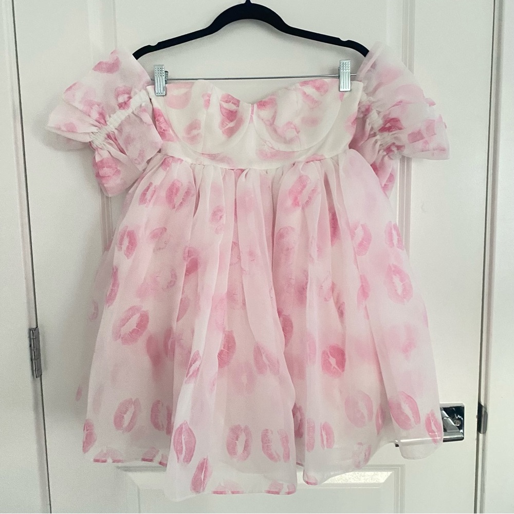 Selkie Pink and White Mini Dress - Picture 3 of 8